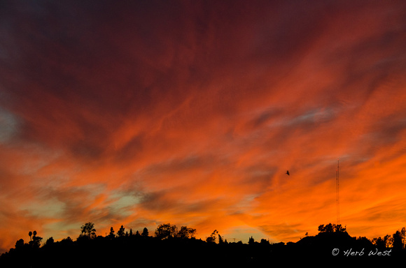 Fiery sunset over Eagle Rock